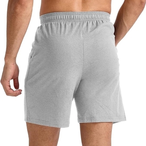 Shorts en coton gris pour homme, couleur unie, taille élastique, poches, style décontracté, respirant, longueur mi-cuisse - Product Image 4