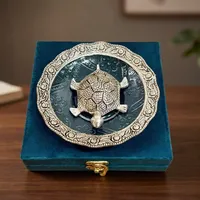 Assiette en argent plaqué tortue avec emballage en boîte cadeau