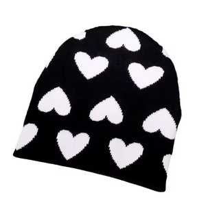 Unisex Heart Pattern Beanie Hat 100% Acrylic Knitted <b>Winter</b> <b>Cap</b> Casual Style Customize Beanies - Product Image 2