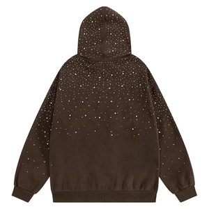 Sweat à capuche personnalisé avec strass, transfert thermocollant scintillant, vente en gros, sublimation, streetwear, pour femmes et hommes, faible MOQ, cristal - Product Image 2
