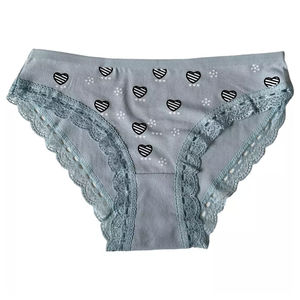 Braguitas de encaje de algodón transpirables y sexys para mujer, de punto, tipo bikini, de cintura alta, con logo personalizado, cómodas para uso diario. - Product Image 2