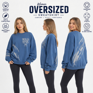 Sweat-shirt oversize pour femme en molleton imprimé, col rond, coupe ample, pour l'hiver - Product Image 4