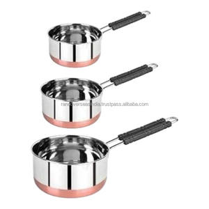 Casserole en acier inoxydable avec fond en cuivre et poignée en fil métallique, plusieurs tailles disponibles, qualité supérieure - Product Image 1