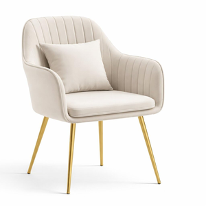 Modern Velvet Upholstered Vanity <b>Chair</b> with Armrests and Pillow for Makeup Room Bedroom Office <b>Reading</b> Corner Outdoor Use - Product Image 1