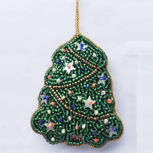 Adornos Navideños Hechos a Mano de Alta Calidad, Vintage, de Seda, con Mariposas Bordadas, Cuentas de Cristal y Zari, Color Rosa Iluminado - Product Image 5