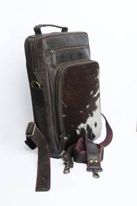 Sac à dos en cuir véritable rustique avec fermeture éclair, personnalisable, style vintage, pour ordinateur portable, voyage, école, unisexe HNBP-0060 - Product Image 3