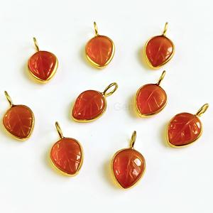 Natural Carnelian Leaf Carved Gemstone <b>Charm</b> With 925 Sterling <b>Silver</b> Custom Jewelry Pendant Wholesale Handmade <b>Charm</b> Jewelry - Product Image 4