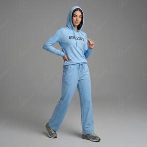 Ensemble tunique à capuche et pantalon assorti pour femme, style musulman modeste, vêtements de sport décontractés, vente en gros, fournisseur d'usine OEM - Product Image 1