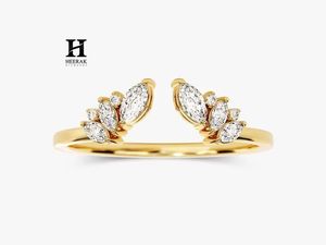 Minimalist Marquise Cut Leaf <b>Open</b> Cuff <b>Ring</b> 14K 18K Yellow Gold Adjustable Two Stone Cluster Diamond <b>Ring</b> For Women Wholesale Fi - Product Image 1