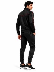 Conjunto Deportivo Premium Personalizado en Negro y Dorado – Chaqueta con Cierre Completo y Pantalones Deportivos para Hombre - Product Image 2