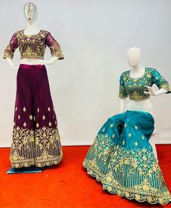 Ropa exclusiva para Bodas: conjunto completo de novia pesado con Lehenga de red, blusa, Dupatta y chaqueta nupcial en 9 colores - Product Image 5