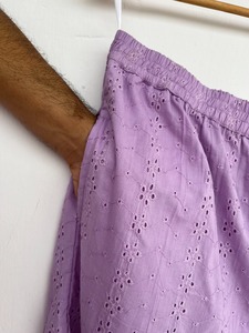Pantalones de Pijama Morados para Mujer, Bordados con Schiffli, de Pierna Ancha, Estilo Palazzo, Cintura Elástica, Informales y Relajados - Product Image 3