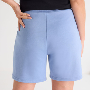 Shorts pour femmes en polyester respirant, taille élastique, coupe décontractée, poches, cordon de serrage, bleu clair - Product Image 4