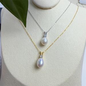 Colgante de Perla Redonda de Primera Calidad de 11-12 mm, Color Oro Miel, Impecable, con Perlas Reales, Cadena de Oro y Plata Natural, Regalo para Amantes de las Perlas - Product Image 2