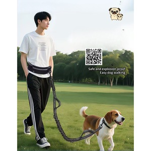 สายจูงสุนัขแบบแฮนด์ฟรีพร้อมกระเป๋าใส่ของสำหรับวิ่ง สายรัดแบบดูอัลบันจี้ ลดแรงกระแทก สะท้อนแสง อุปกรณ์สำหรับสุนัขสำหรับการเดิน แบบสั่งทำพิเศษ - Product Image 1