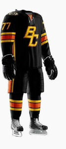 Ensemble d'uniformes de hockey sur glace noir et jaune, maillot 100 % polyester pour adultes, sublimé, anti-humidité, coupe classique - Product Image 6