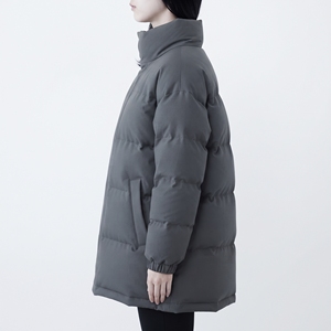 Chaqueta Larga Acolchada para Mujer Hawk Eye, Cuello Alto, Manga Larga, Abrigo de Invierno con Cierre de Cremallera, Color Sólido - Product Image 6