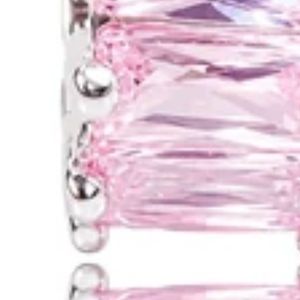 Pendentif barre en cristal rose taille baguette, breloque rectangulaire en argent, accessoire de mode pour femme, vente en gros, cadeau - Product Image 2