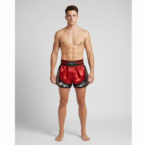 Pantalones Cortos de Boxeo para Hombre, Color Naranja, Ajustados, Estampados, de Poliéster Elástico, que Absorben la Humedad, para Artes Marciales - Product Image 3