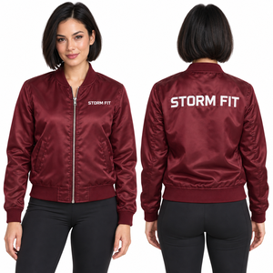 Chaqueta bomber de satén personalizada, chaqueta cortavientos negra y blanca, abrigo con cuello alto y cremallera, chaqueta deportiva con logo personalizado - Product Image 2