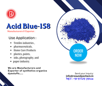Colorants bleus acides de qualité supérieure pour la teinture textile et autres applications, emballage personnalisé, fabriqués en Inde