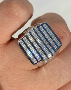 <b>Men's</b> Custom Moissanite Diamond Hip Hop <b>Ring</b> Big Baguette Design Solid 925 Sterling <b>Silver</b> Luxury Fashion Jewelry for <b>Men</b> - Product Image 2