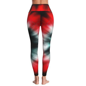 Leggings longs taille haute pour femmes, imprimé animal rouge, noir, blanc, extensibles, tricotés en spandex et polyester, style sportif, séchage rapide - Product Image 3