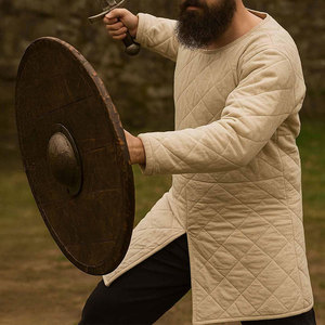 Natural Quilted Gambeson Medieval Padded Jacket Thick Cotton <b>Renaissance</b> Viking Costumes Reenactment Protective Doublet <b>Clothing</b> - Product Image 5
