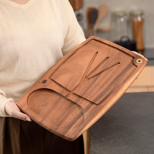 Planche à découper en bois, plateau de service rectangulaire, assiette de dîner à compartiments, écologique, sans danger pour les aliments, compatible lave-vaisselle, lavage à la main - Product Image 2