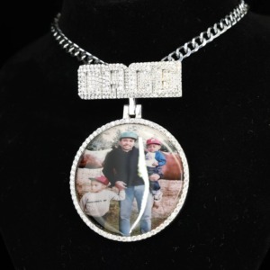 Pendentif Moissanite Iced Out avec breloques photo, en argent 925, style Hip Hop, pendentif personnalisé avec nom et lettre, pendentif cercle souvenir - Product Image 6