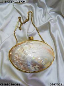 Shell Clutch Bag With <b>Gold</b> Trim And Natural Pearl Interior For <b>Evening</b> Party Use - Product Image 3