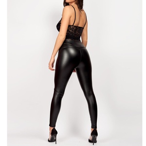 Pantalon crayon en cuir véritable pour femme, décontracté, taille haute, enduit PU, imperméable, coupe-vent, plissé, fermeture éclair avant, respirant, hiver - Product Image 2