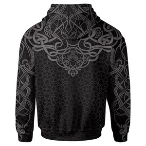 Sudadera con Capucha Personalizada con Estampado 3D de Nudo Celta, Sudadera Sublimada con Estampado Completo, Color Negro y Gris, Unisex, Venta al Por Mayor - Product Image 1
