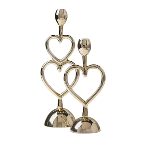 Gold color Heart Candle Pillar <b>Holder</b> Elegant Taper <b>Candlestick</b> <b>Holder</b> for Home Easter Decoration Tabletop Decor Handmade - Product Image 1