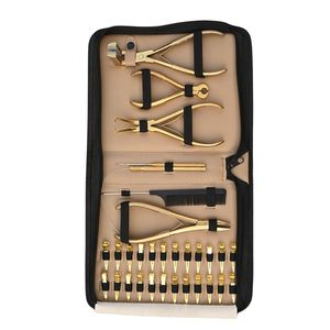 Salon Hair Extension Accessories Set Microbeads Crimper Plier Keratin Bond Cutter Hair Loop Hook Tape In Plier Curved <b>Needles</b> - Product Image 1