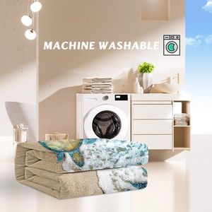 Modern Coastal Ocean Sea Turtle Flannel Blanket Super Soft Lightweight Blue Beach Swirls Throw for Bed Sofa or Couch - Product Image 6