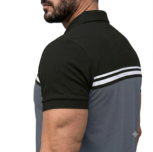 Polo zippé pour homme, color block, manches courtes, décontracté, élégant, performance golf, logo personnalisé, vente en gros - Product Image 4