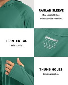 เสื้อฮู้ดตกปลาสำหรับผู้ชาย เสื้อตกปลาโพลีเอสเตอร์ระบายอากาศได้ดี และเสื้อคลุมมีฮู้ดป้องกันแสงแดด UPF 50+ ชุดตกปลา - Product Image 4