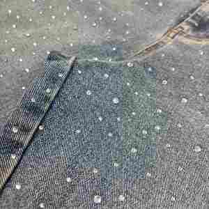 Shorts en jean pour homme style High Street, délavés au soleil, entièrement ornés de strass, vintage, décontractés - Product Image 5