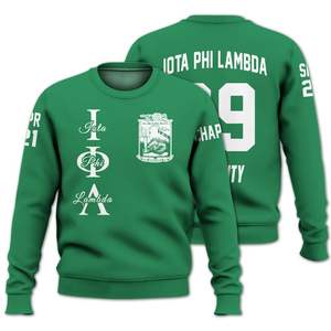 Chaqueta Universitaria Personalizada Iota Phi Lambda, Chaqueta Universitaria Verde Esmeralda Personalizada, Sudadera de la Hermandad Iota Phi Lambda - Product Image 3