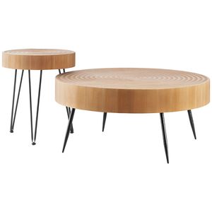 Set di 2 tavolini da caffè rotondi industriali fatti a mano, 31,3 pollici, facili da montare, tavolini laterali e d'appoggio - Product Image 4