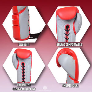 Gants de boxe en cuir véritable de qualité supérieure, à lacets, pour entraînement, sparring, Muay Thai, Kickboxing, MMA, entraînement sur sac, 8oz 10oz - Product Image 5
