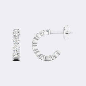Boucles d'oreilles créoles ouvertes à sertissage partagé, taille ronde, 1,05 carat au total - Product Image 5