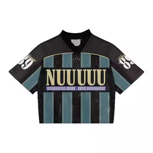 Camiseta de Fútbol Personalizada con Estampado, Verde, de Malla, Manga Corta, Ligera, Corte Cuadrado, Holgada, de Verano, para Hombre y Mujer - Product Image 2