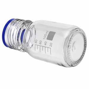 Botellas de Reactivo de Vidrio Cilíndricas de 50ml, 100ml, 250ml y 500ml para Laboratorio Químico, con Tapa de Rosca Azul, Personalizables OEM/ODM - Product Image 3
