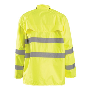 Combinaison de travail unisexe bleu foncé avec bordure orange, bretelles réglables, plusieurs poches, usage industriel, polyester, certifiée CE, résistante aux perforations - Product Image 2