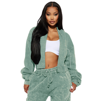 Ensemble survêtement 2 pièces pour femme : sweat à capuche zippé oversize court et pantalon de jogging, tissu épais 450 g/m², prix de gros