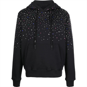 Sweat-shirt à capuche de luxe orné de strass, style streetwear oversize, personnalisé avec cristaux, pour hommes et femmes, fabrication OEM - Product Image 4
