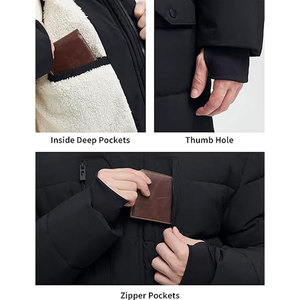 <b>Men</b>’s Extra <b>Long</b> Fleece Puffer <b>Jacket</b> Hooded Winter Parka Warm Water-Resistant Insulated Coat Cold Weather Outerwear - Product Image 2