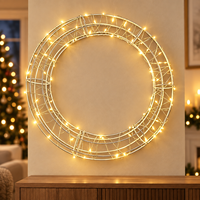 Guirlande métallique lumineuse à piles avec LED blanc chaud et centre ouvert pour la décoration murale moderne de la maison